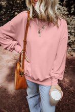 Load image into Gallery viewer, Pink Loose Drop Shoulder Ribbed Sweatshirt
