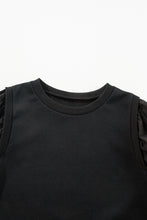 Load image into Gallery viewer, Black Textured Patchwork Round Neck Sweatshirt
