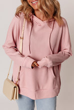 Load image into Gallery viewer, Light Pink Waffle Knit Fleece Lined High Low Oversized Hoodie
