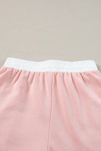 Load image into Gallery viewer, Light Pink Contrast Trim Ruffled Top and Drawstring Shorts Set
