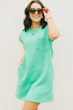 Load image into Gallery viewer, Sachet Pink Textured Cap Sleeve T Shirt Dress
