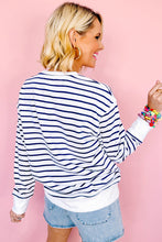 Load image into Gallery viewer, Blue Stripe Chenille FIRECRACKER Embroidered Sweatshirt
