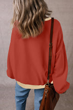 Load image into Gallery viewer, Red Clay Color Block Patch Drop Shoulder Oversized Sweatshirt
