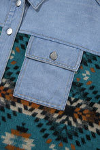 Load image into Gallery viewer, Blue Aztec Printed Denim Jacket
