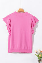 Load image into Gallery viewer, Bonbon Ribbed Mock Neck Ruffled Short Sleeve Sweater
