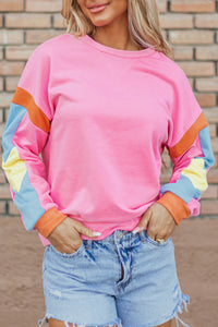 Pink Candy Colorblock French Terry Top