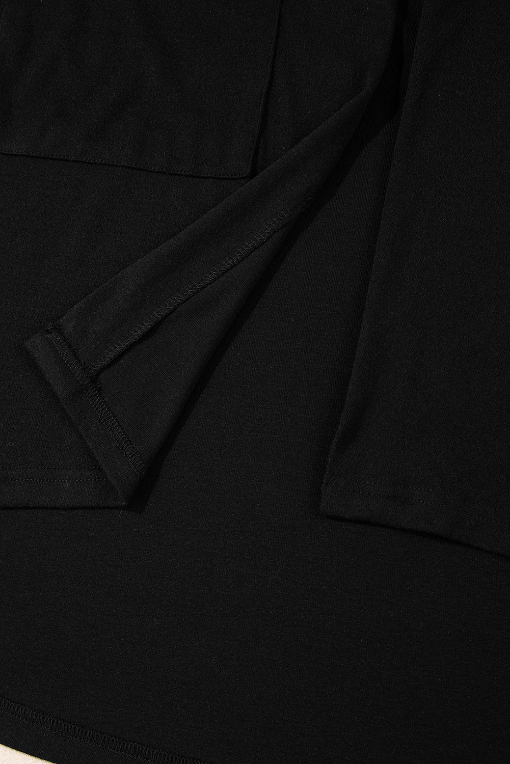 Black Solid Color Open Front Cardigan with Pocket