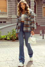 Load image into Gallery viewer, Cinnamon Plaid Print Chest Pockets Turn Down Collar Shacket
