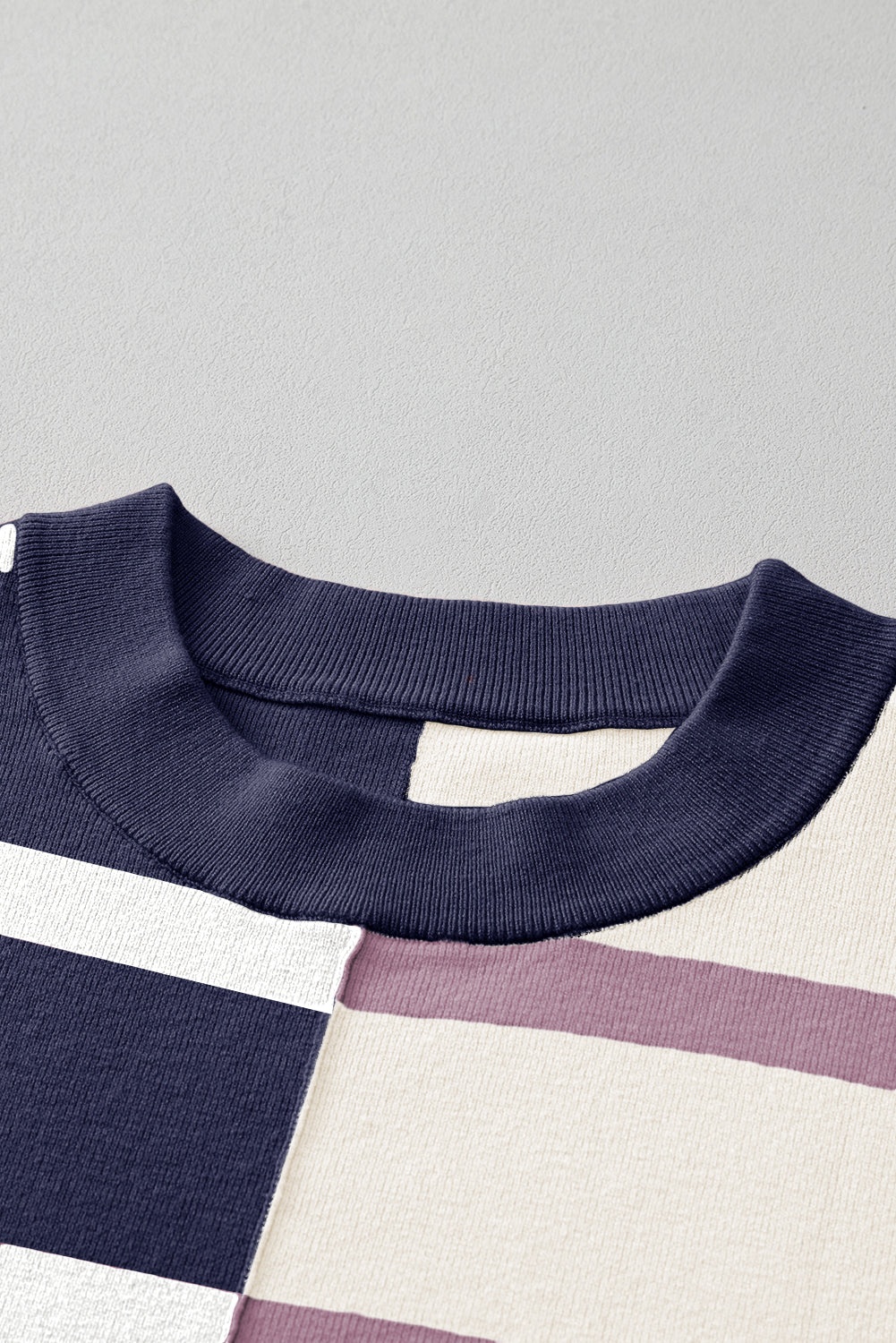 Blue Stripe Colorblock Oversized Sweater