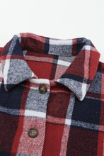 Load image into Gallery viewer, Red Plaid Print Buttoned Shirt Jacket
