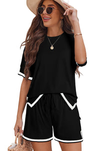 Apricot Contrast Trim Tee and Shorts Set