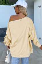 Load image into Gallery viewer, Beige Buttoned Sleeve Dropped Shoulder Sweatshirt
