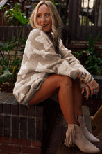 Load image into Gallery viewer, Khaki Sherpa Star Pattern Textured Sweater Cardigan with Pockets
