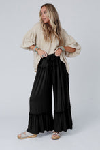 Load image into Gallery viewer, Khaki Frilled Drawstring High Waist Wide Leg Pants
