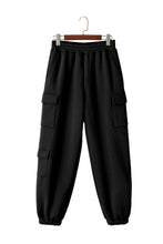 Load image into Gallery viewer, Black Solid Multi Pockets Elastic High Waist Active Pants
