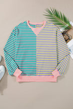 Load image into Gallery viewer, Casual Stripe Colorblock Drop Shoulder Oversize Sweatshirt
