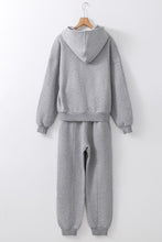 Load image into Gallery viewer, Gray Solid Exposed Seams Hoodie and Joggers Activewear Set
