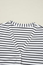 Load image into Gallery viewer, White Stripe Slim Fit Buttoned V Neck Long Sleeve T Shirt
