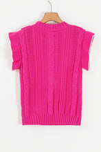 Load image into Gallery viewer, Strawberry Pink Textured Knit Ruffled Mock Neck Sweater Tank
