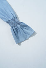 Load image into Gallery viewer, Myosotis Ruffled Shirred Cuffs Button up Chambray Shirt
