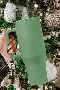 Pear Green Frosted Stainless Handle Large Vacuum Cup with Straw 40oz