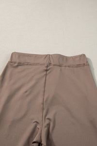 Dark Brown Drawstring Waist Pocketed Joggers