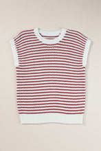 Load image into Gallery viewer, Red Stripe Ribbed Trim Loose Fit Knitted Sweater Vest
