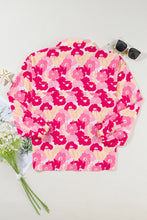 Load image into Gallery viewer, Pink Blooming Floral Print Puff Sleeve Buttoned Shirt
