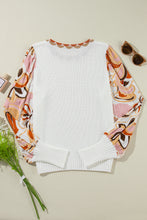 Load image into Gallery viewer, White Floral Patch Bishop Sleeve Sweater
