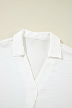 Load image into Gallery viewer, White Boxy Collared Smocked Sleeve Cuffs Blouse
