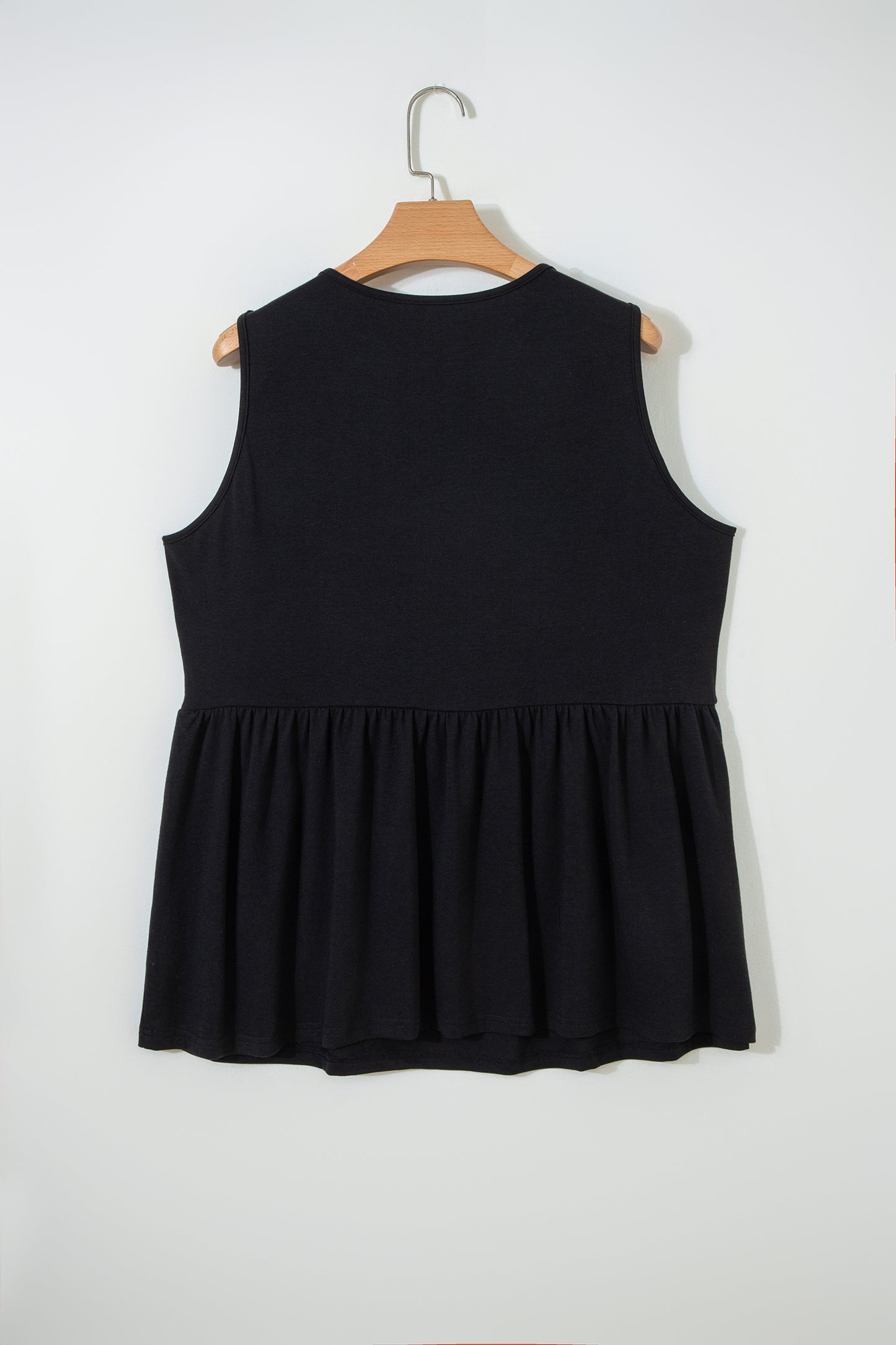 Coffee Plus Size Solid Color Bow Tie Peplum Tank Top