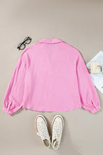 Load image into Gallery viewer, Bonbon Solid Color Puff Sleeve Crinkled Shirt
