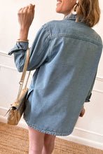 Load image into Gallery viewer, Dusk Blue Slit Buttons Pocketed Denim Jacket
