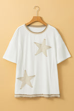 Load image into Gallery viewer, White Shooting Star Patched Oversized T Shirt
