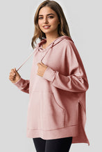 Load image into Gallery viewer, Light Pink Waffle Knit Fleece Lined High Low Oversized Hoodie
