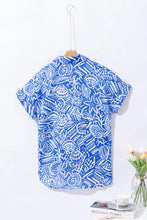 Load image into Gallery viewer, Blue Abstract Print Short Sleeve Casual Shirt
