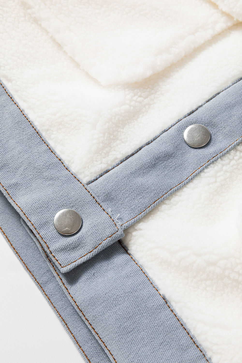 White Contrast Trim Buttoned Sherpa Jacket