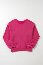 Load image into Gallery viewer, Rose Red Textured Long Sleeve V Neck Top
