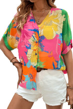 Load image into Gallery viewer, Multicolour Floral Print Folded Short Sleeve Shirt
