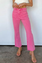 Load image into Gallery viewer, Pink Ankle-length Flare Leg Raw Hem Jeans
