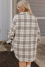 Load image into Gallery viewer, White Plaid Print Tunic Plus Size Shacket with Slits
