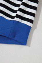 Load image into Gallery viewer, Blue Stripe Oversized Contrast Trim Pullover Sweatshirt
