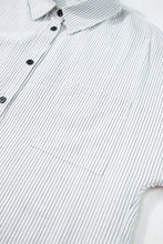 Load image into Gallery viewer, Black Stripe Roll-tab Sleeve Pocketed Long Shirt
