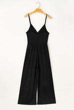 Load image into Gallery viewer, Black Wide Leg High Waist Sexy V Neck Cami Jumpsuit
