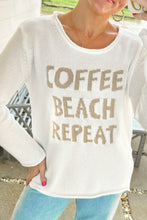 Load image into Gallery viewer, White COFFEE BEACH REPEAT Graphic Sweater
