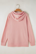 Load image into Gallery viewer, Light Pink Waffle Knit Fleece Lined High Low Oversized Hoodie
