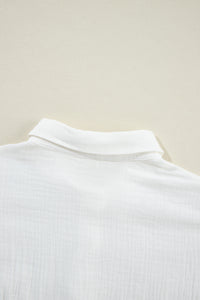 White Broidered Anglaise Crinkle Loose Shirt