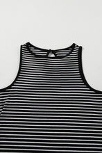 Load image into Gallery viewer, White Striped Print Ribbed Knit Sleeveless Top

