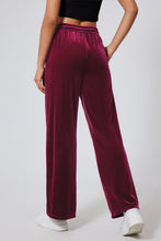 Load image into Gallery viewer, Burgundy Solid Drawstring Waist Wide Leg Pants
