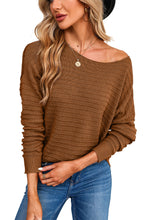 Load image into Gallery viewer, Green Textured Knit Round Neck Dolman Sleeve Sweater
